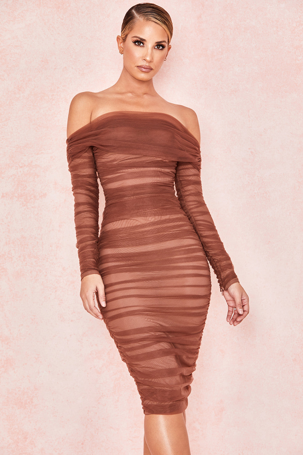 Aliha Elegant Off Shoulder Midi Dress