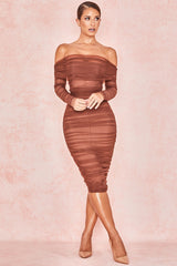 Aliha Elegant Off Shoulder Midi Dress