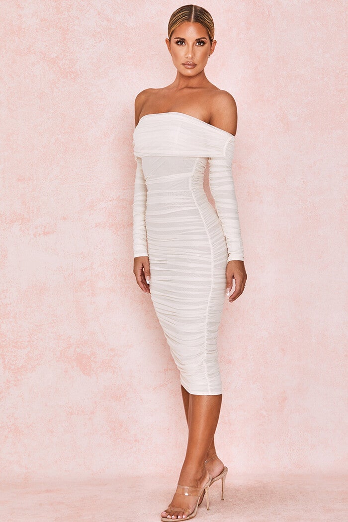Aliha Elegant Off Shoulder Midi Dress