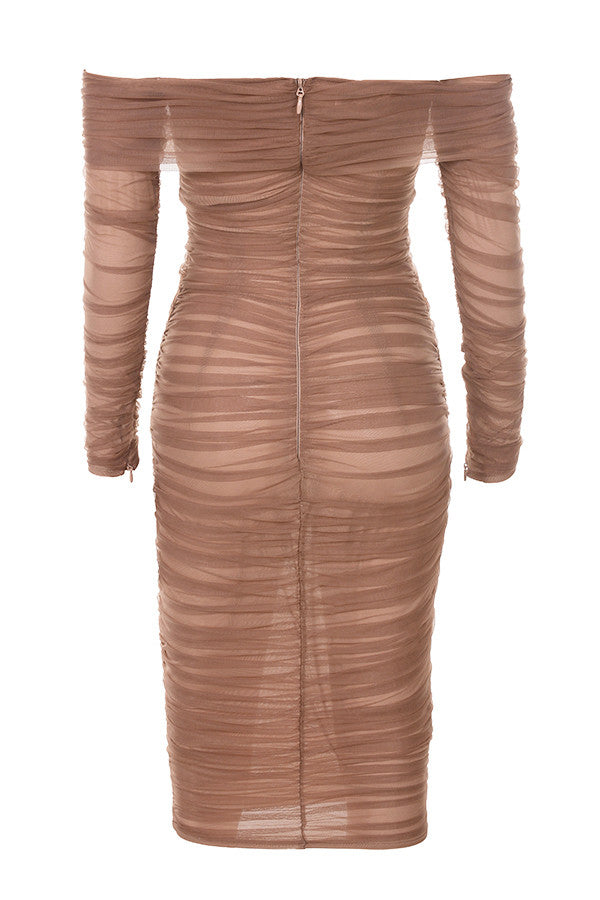 Aliha Elegant Off Shoulder Midi Dress