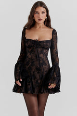 Alyia Lace Dress Bell Sleeve Designer Dress