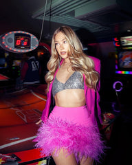 Chic Feather Wrapped Hip Skirt