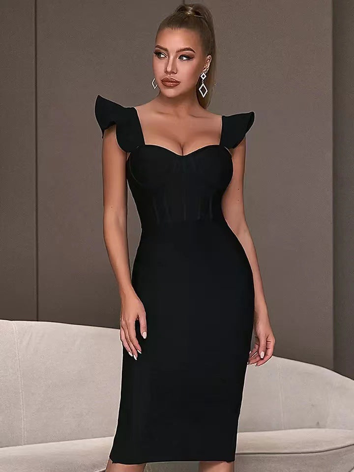 Alyia v-neck Ruffled Bandage Dress
