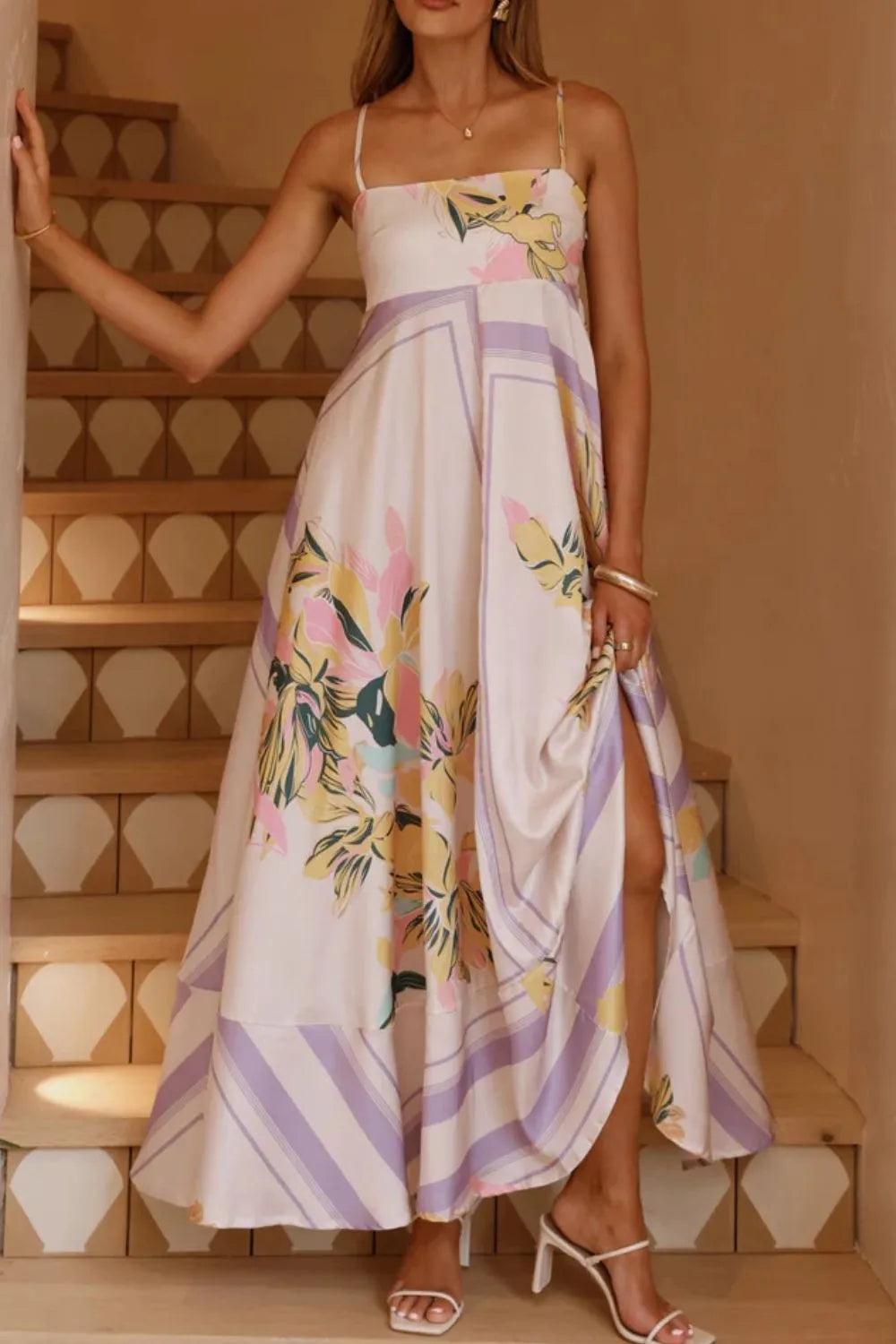 Printed Square Neck Cami Maxi Dress