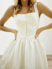 Square Neck Wide Strap Mini Dress