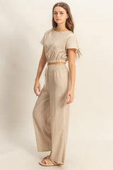 HYFVE Round Neck Short Sleeve Top and Pants Set