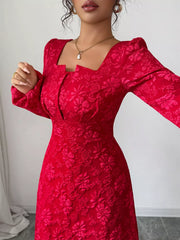 Floral Balloon Sleeve Midi Dress