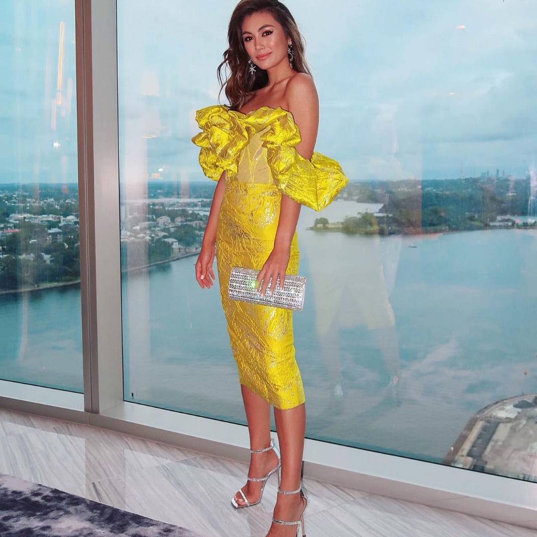 Elegant Jacquard Wrap Midi Celeb Dress