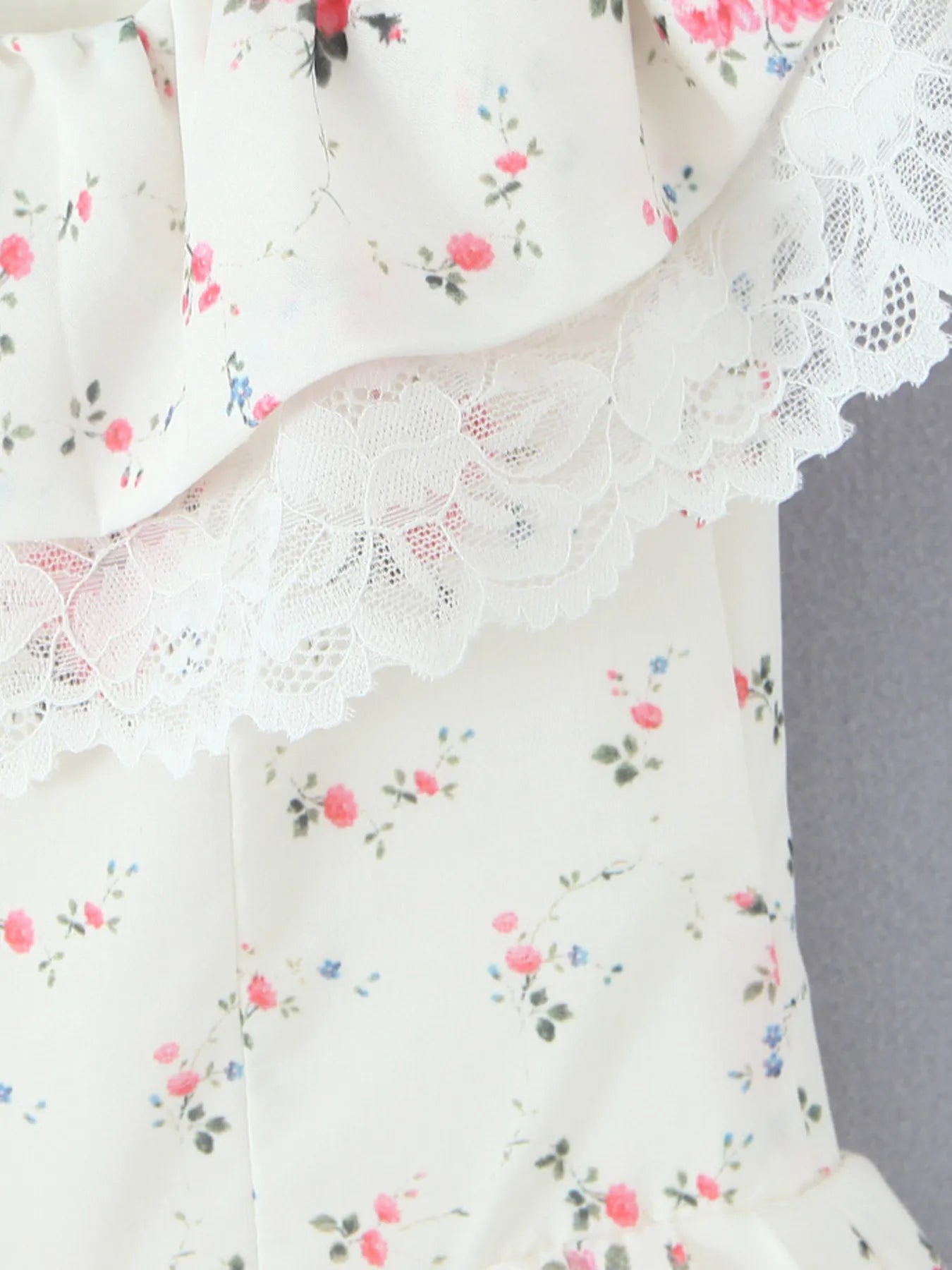 Off-Shoulder Floral Lace Trim Mini Dress