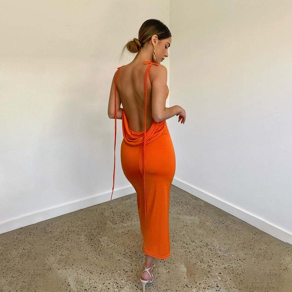 Cassey Sexy Hollow Halter Sling Dress
