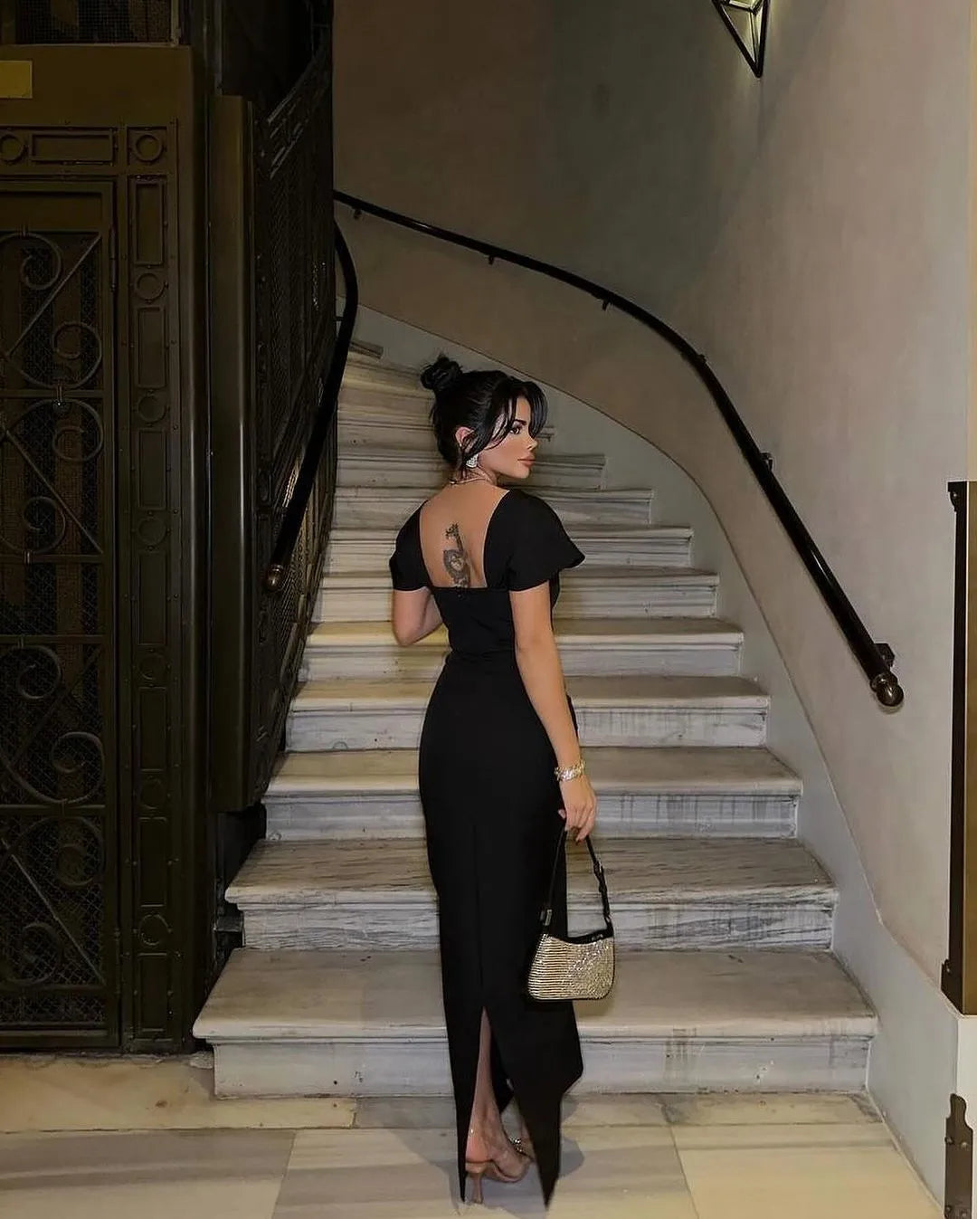 Allure Diamond Maxi Red Dress-Black