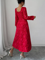 Floral Balloon Sleeve Midi Dress