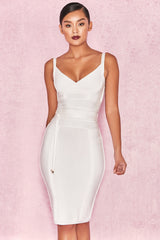 MEAGA TIE WAIST BANDAGE DRESS-WHITE