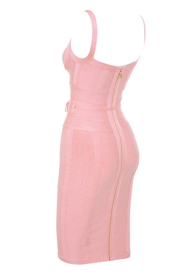 MEAGA TIE WAIST BANDAGE DRESS-WHITE