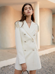 Double-Breasted Woolen Suit Dress