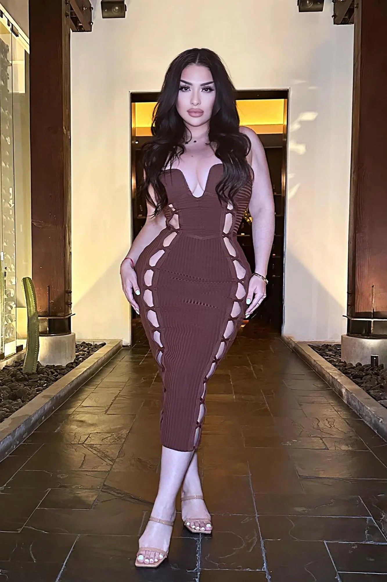 HULA BANDAGE HOLLOW DRESS