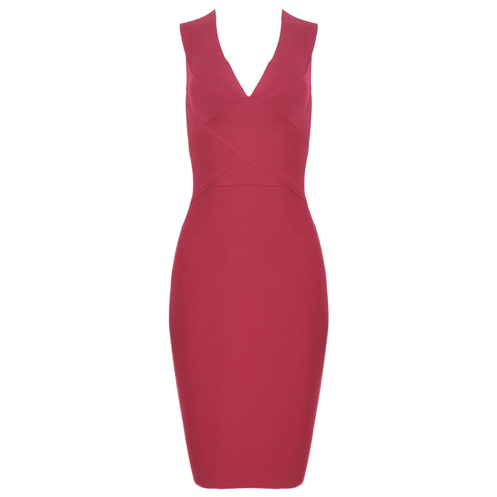 V Neck Party Bandage Dress