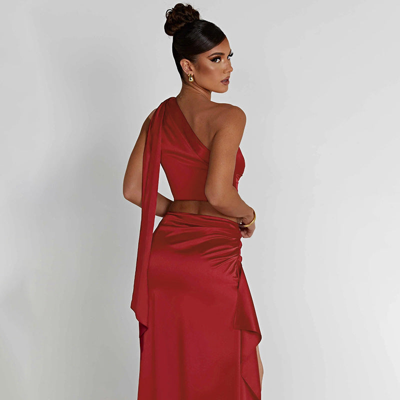 Payela Split Maxi Satin Dress