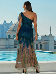 Celeb Event Sequin Long Split Fishtail Dress