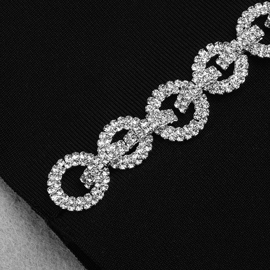 One-Shoulder Long Chain Mini Dress