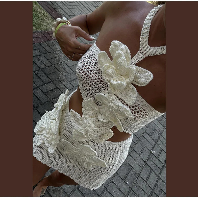 Jella Knitted Flower Mini Dress