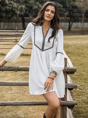 Long Sleeve Mini Dress with Contrast Trim