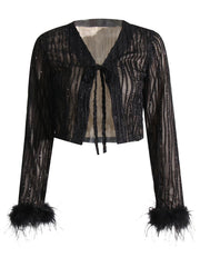 Irregular Skirt Ostrich Hair Patchwork Suit