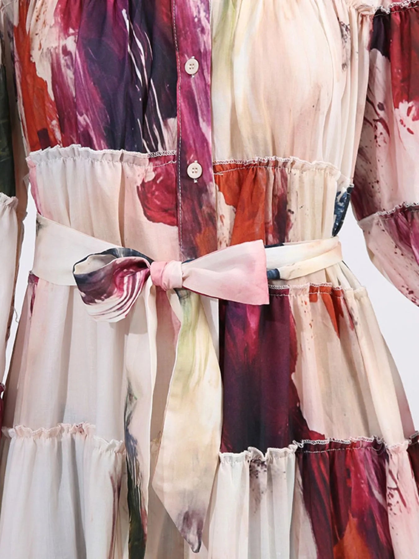 Tiered Tie Waist Maxi Dress