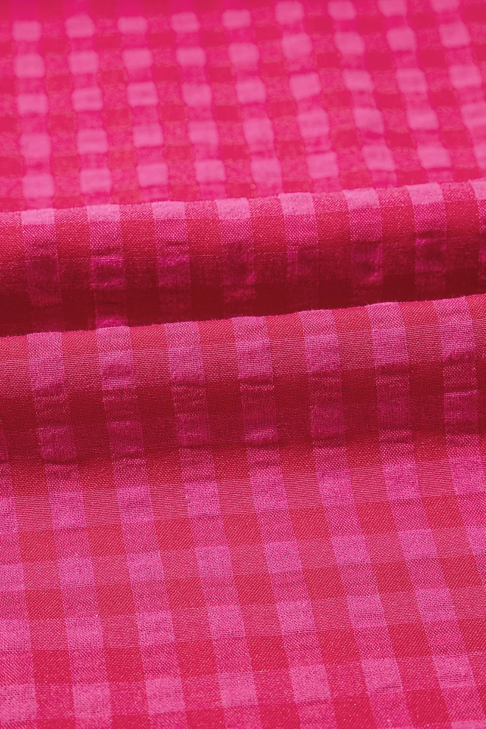 SYNZ Gingham Check Bubble Sleeve Ruffled Maxi Dress