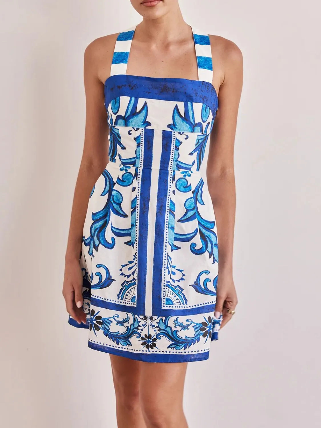Printed Square Neck Mini Dress