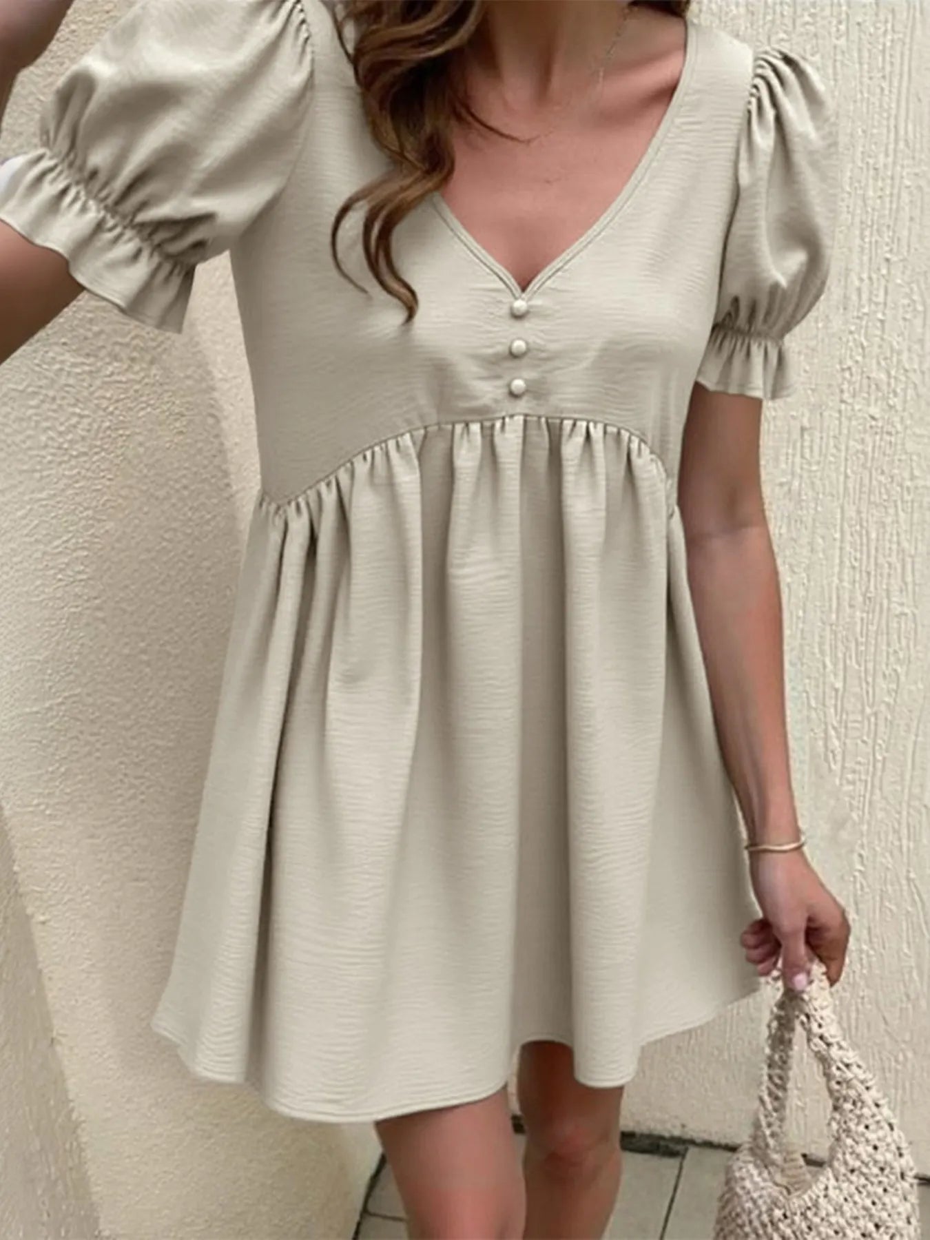 Puff Sleeve Babydoll Mini Dress