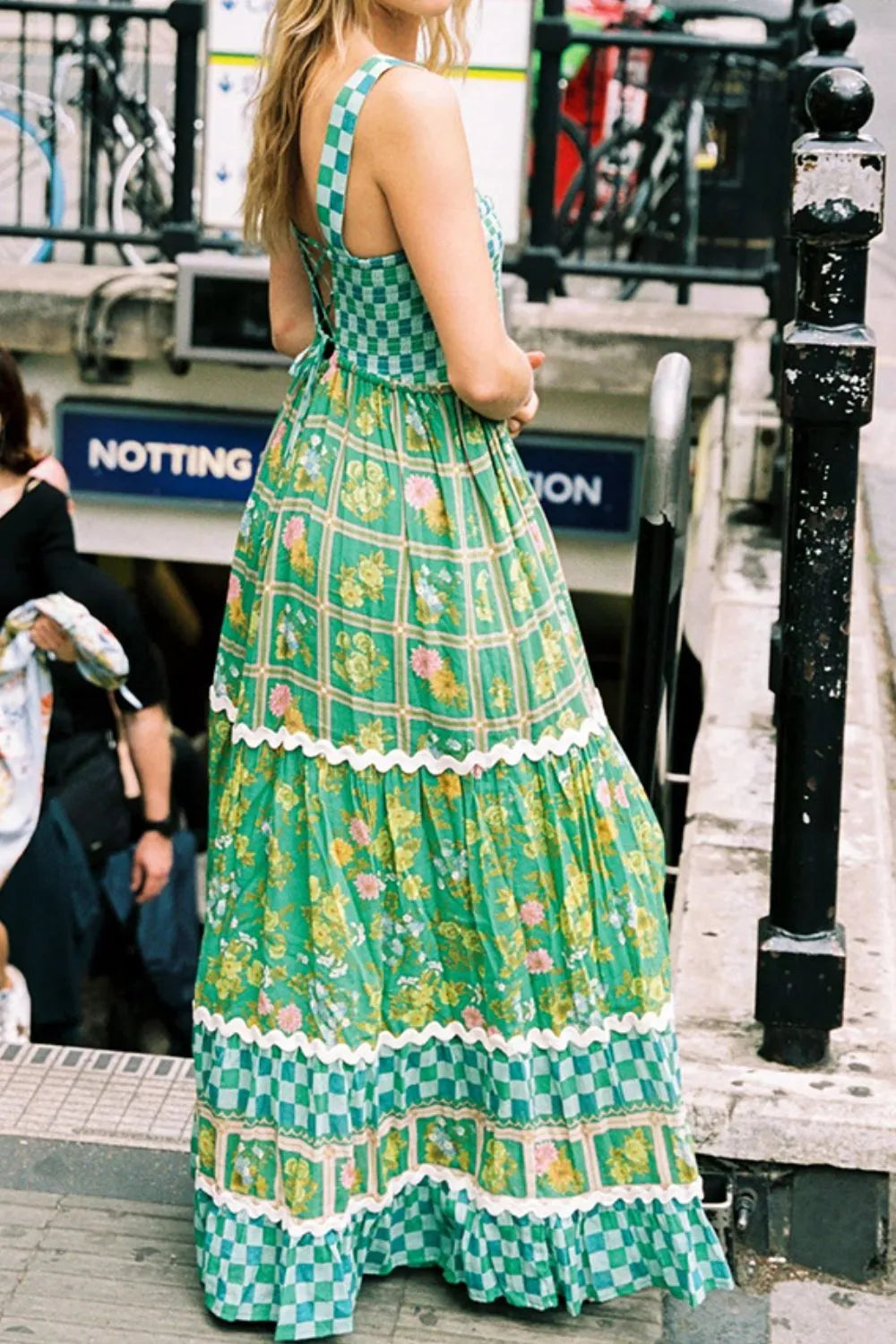 Printed Square Neck Tiered Dress