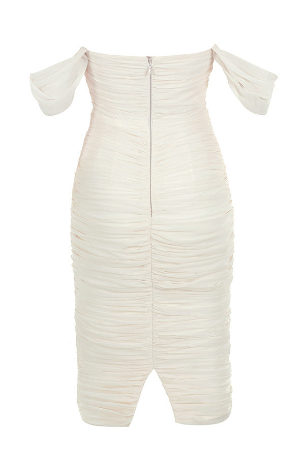 Lemily Ruched Draped Chiffon Dress