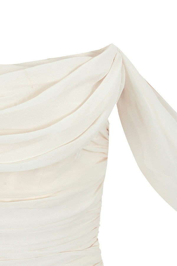 Lemily Ruched Draped Chiffon Dress