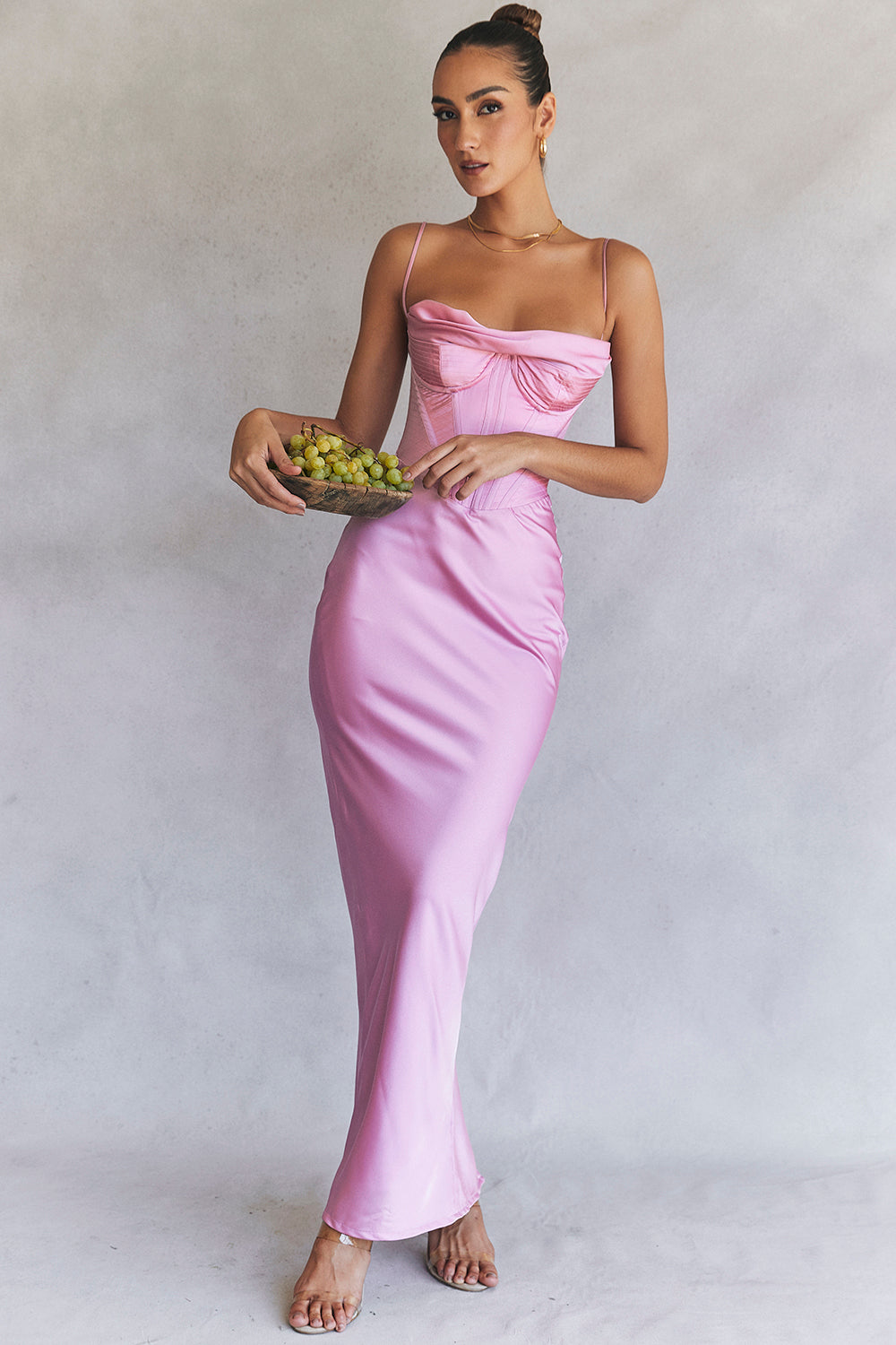 Elegant Corset Maxi Dress-Rose Pink