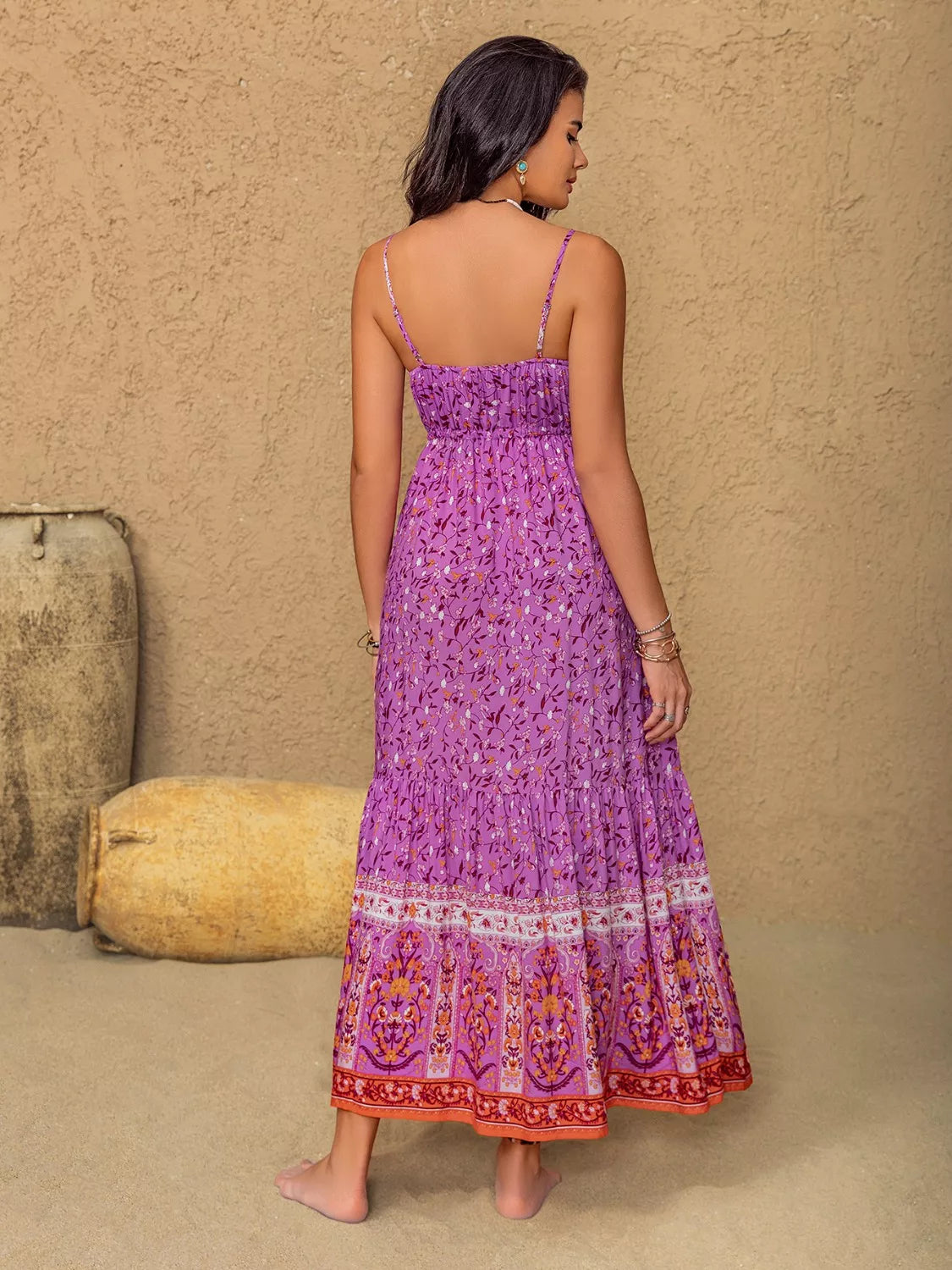 Tassel Floral Print Cami Dress