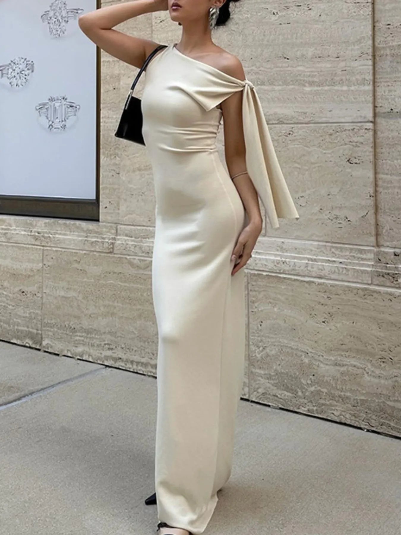 Asymmetrical Tied Sleeveless Maxi Dress