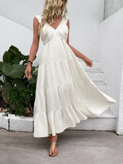 V-Neck Sleeveless Tiered Dress