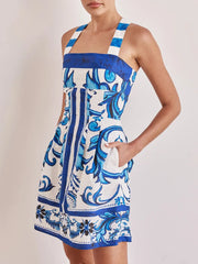Printed Square Neck Mini Dress