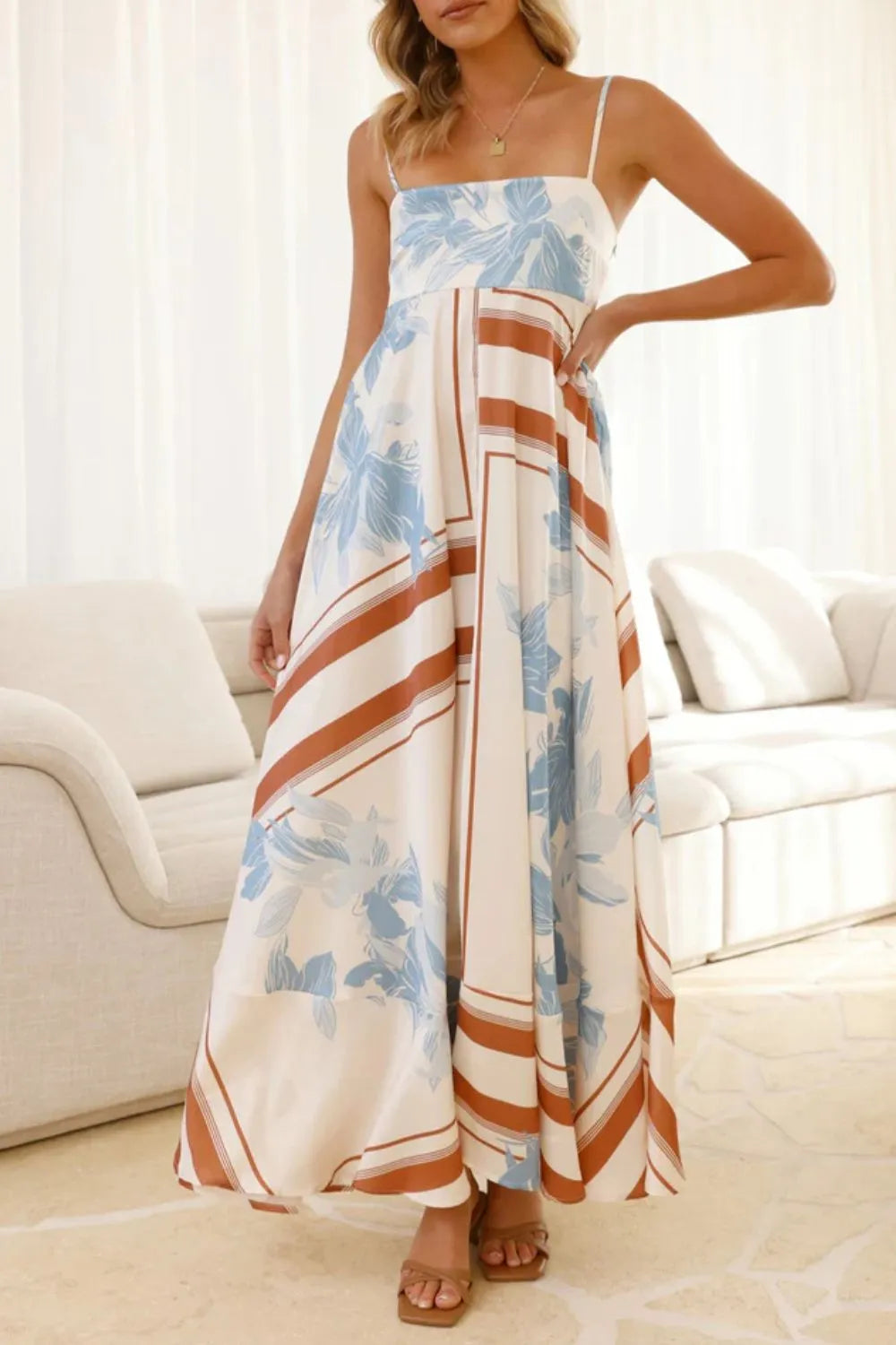 Printed Square Neck Cami Maxi Dress