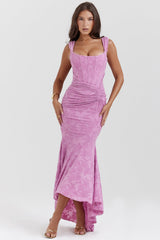 Alyia Elegant Pink Maxi Dress