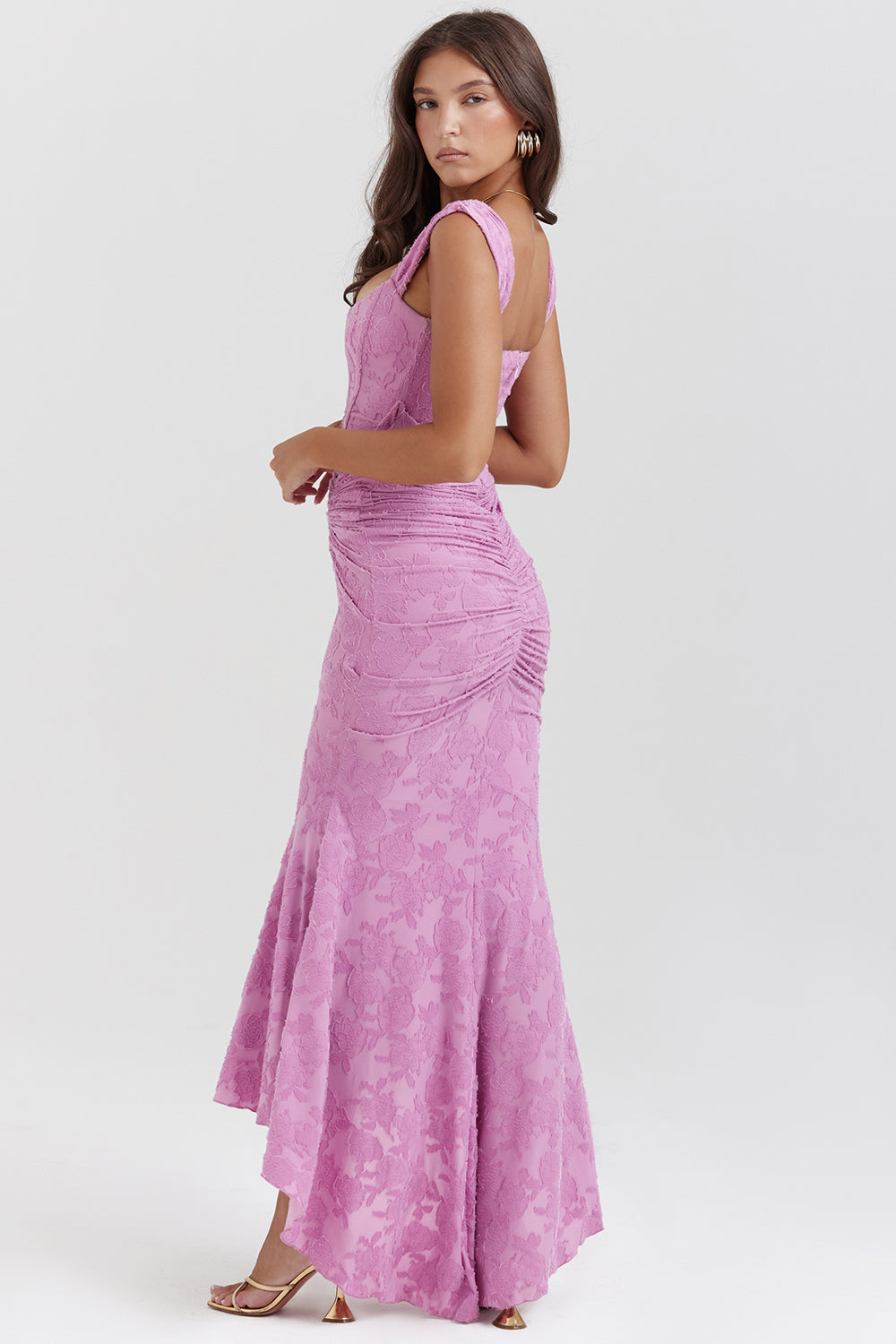 Alyia Rose Pink Floral & Black Maxi Dress