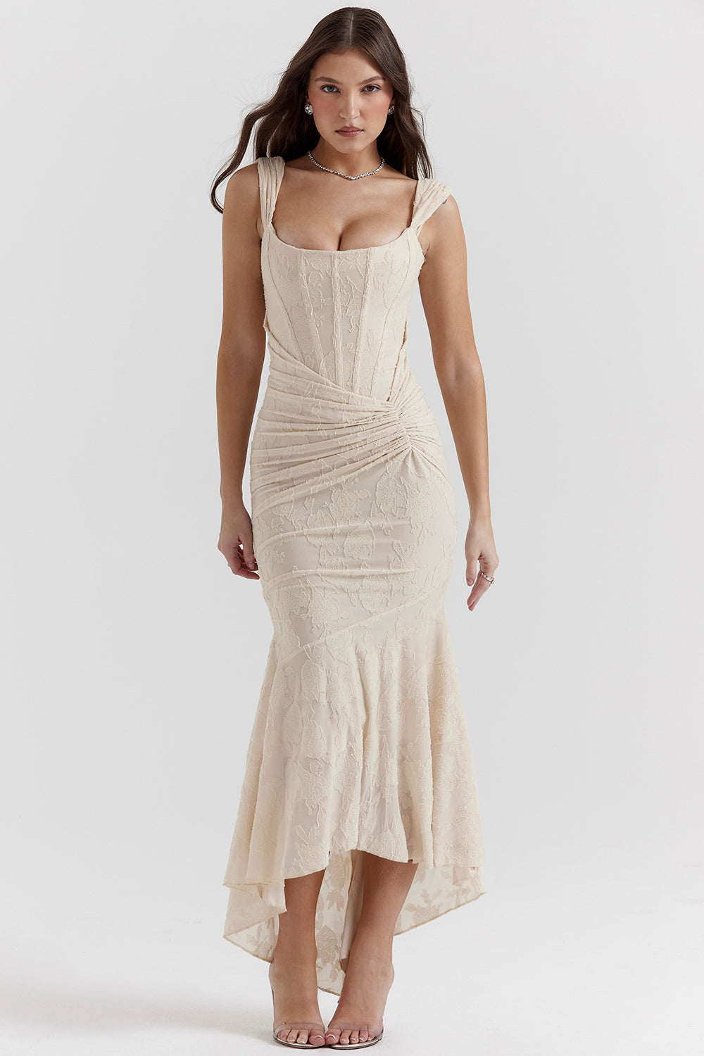 Alyia Vintage Cream Maxi Dress