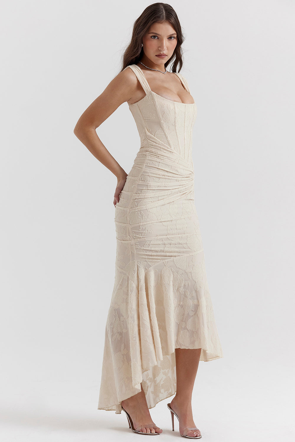 Alyia Vintage Cream Maxi Dress