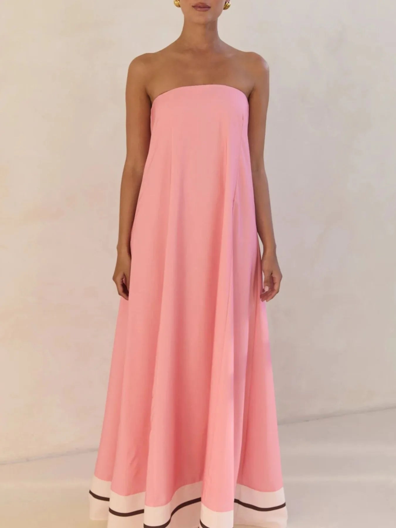 Smocked Printed Tube Maxi Dress