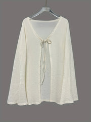 Tie Front Long Sleeve Top and Shorts Set
