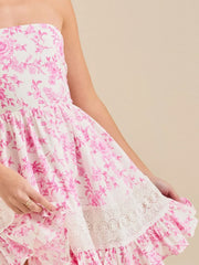 Ruffled Hem Printed Tube Dress