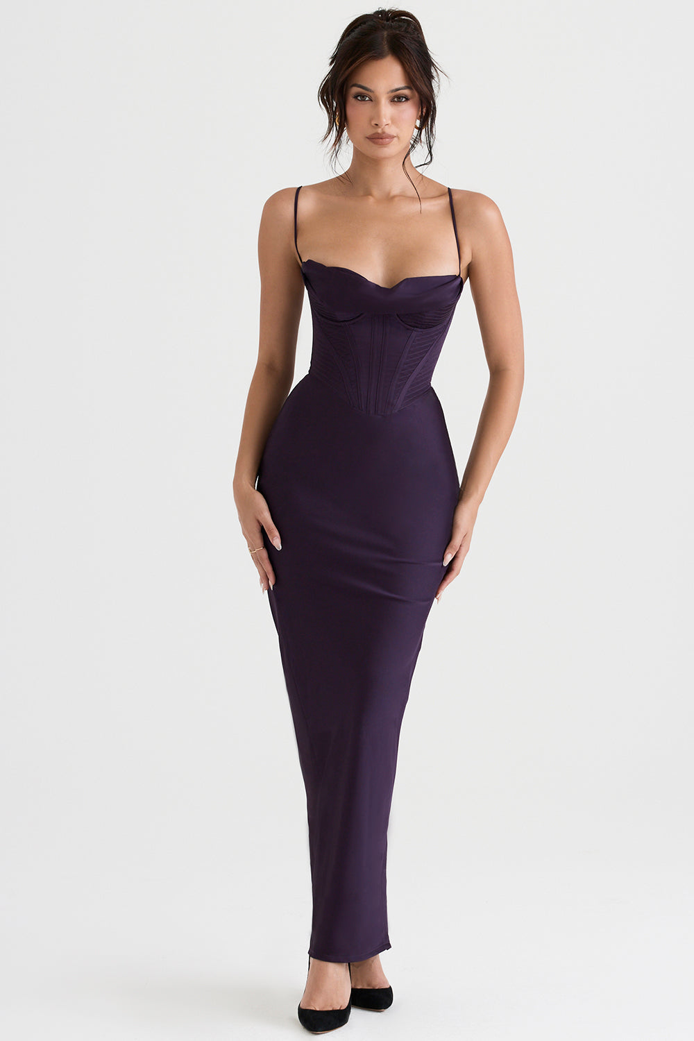 Elegant Corset Maxi Dress-Dark Purple