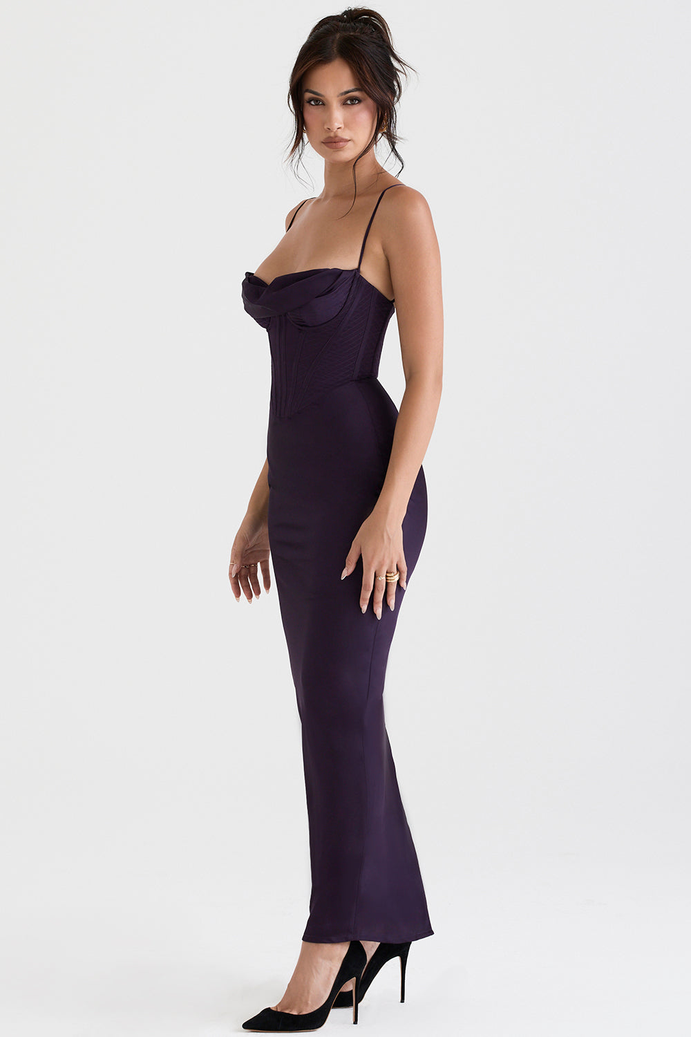 Elegant Corset Maxi Dress-Dark Purple