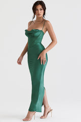 Elegant Corset Maxi Dress-Green